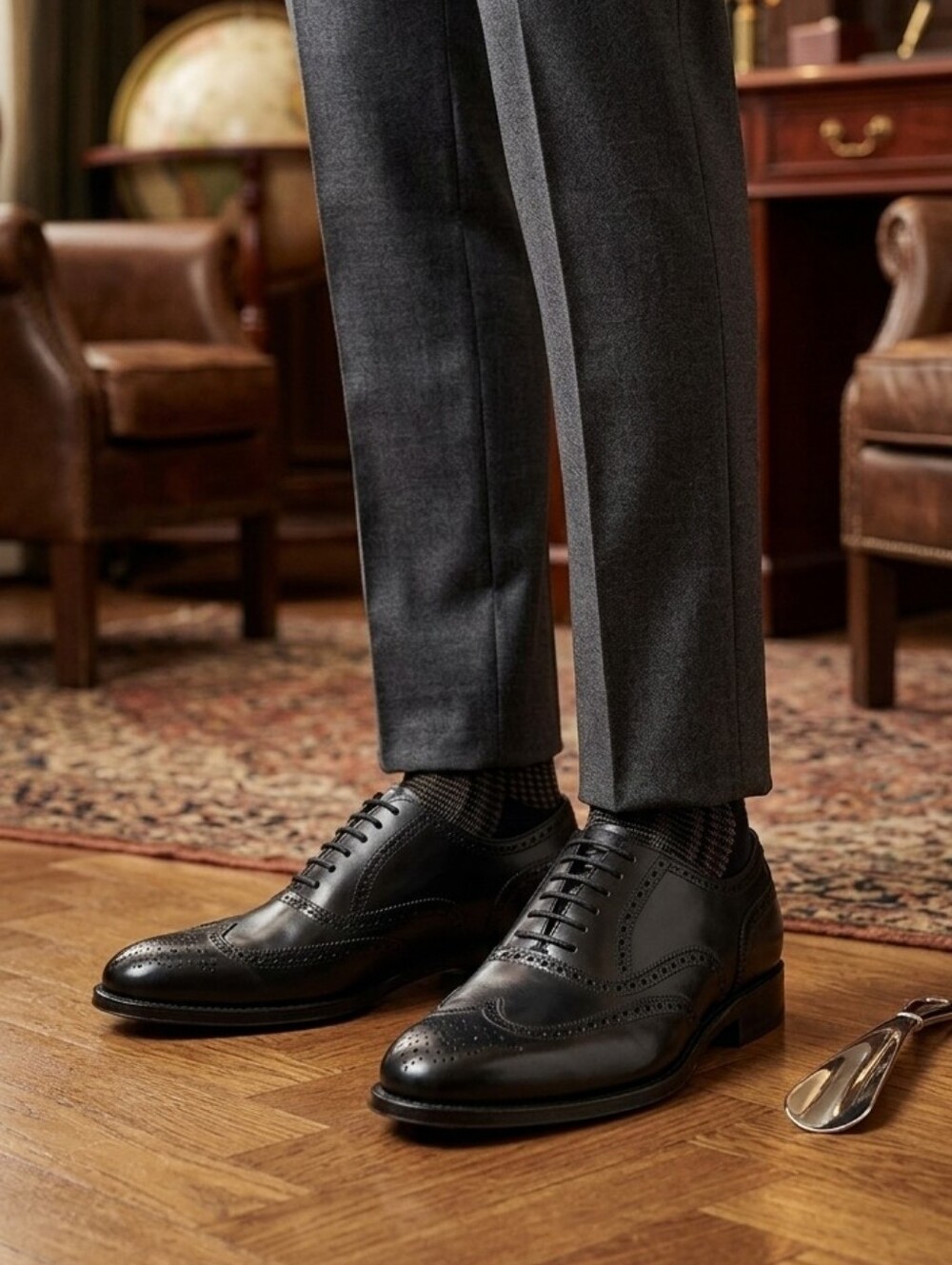 🔥 NIB Baccus Shoemaker Black Leather Wingtip Oxford Shoes 🔥